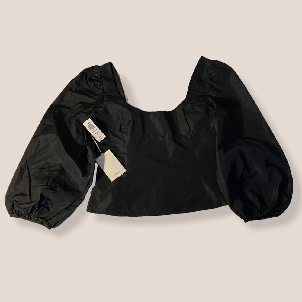 BNWT Wilfred serenade taffeta puffy blouse black m - Picture 8 of 9